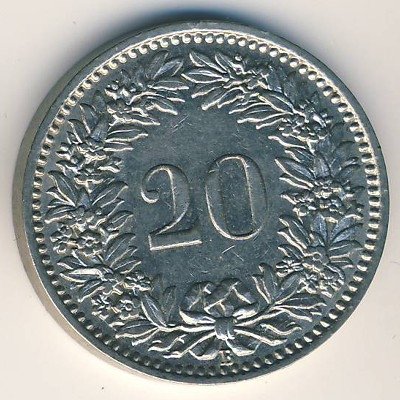 Швейцария 20 раппенов 1932 год