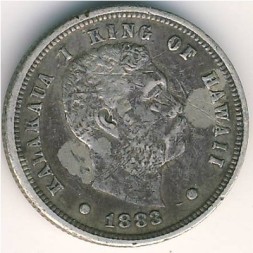 Монета Гавайские острова 1 дайм 1883 год
