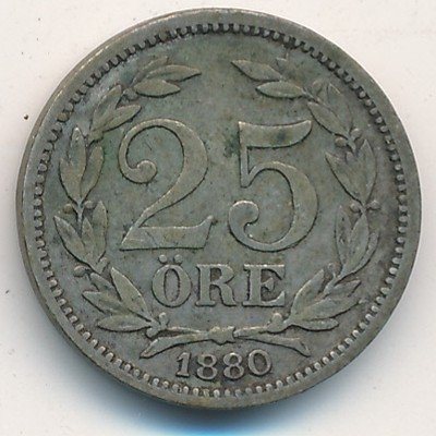 Швеция 25 эре 1880 год