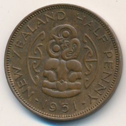 Новая Зеландия 1/2 пенни 1951 год