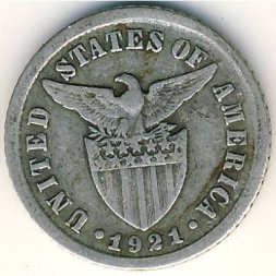 Филиппины 10 сентаво 1921 год