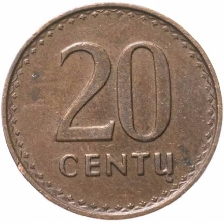 Литва 20 центов 1991 год