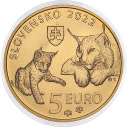 Словакия 5 евро 2022 год - Рыси
