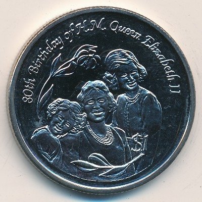 Острова Питкэрн 1 доллар 2006 год - 80 лет Елезавете II