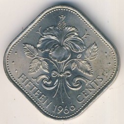 Монета Багамские острова 15 центов 1966 год