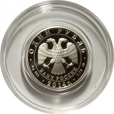 Россия 1 рубль 2014 год - История русской авиации. БЕ-200  (цветная)