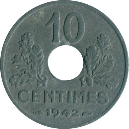 Франция 10 сантимов 1942 год (ÉTAT FRANÇAIS)