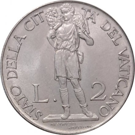 Ватикан 2 лиры 1940 год - Папа Пий XII