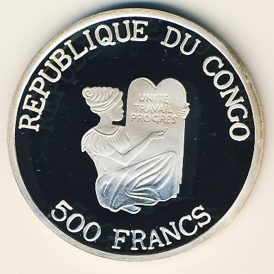 Конго 500 франков 2002 год