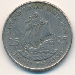 Восточные Карибы 25 центов 1998 год
