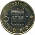 Финляндия 5 евро 2015 год - Исторические регионы Финляндии. Животные - Уусимаа