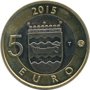 Финляндия 5 евро 2015 год - Исторические регионы Финляндии. Животные - Уусимаа