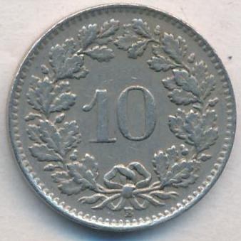 Швейцария 10 раппенов 1948 год