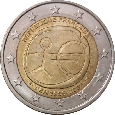 Франция 2 евро 2009 год - 10 лет валютному союзу