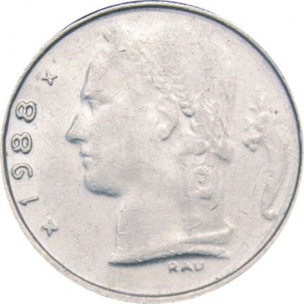 Бельгия 1 франк 1988 год BELGIE