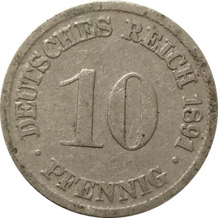 Германия 10 пфеннигов 1891 год (D)