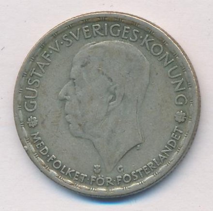 Швеция 1 крона 1945 год - Король Густав V (G)