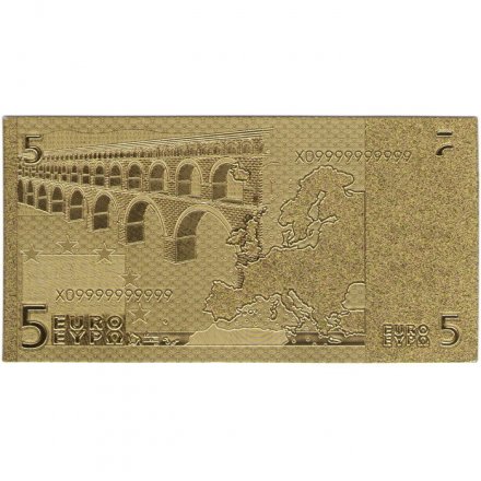 Сувенирная банкнота Евросоюз 5 евро (золотые) - UNC