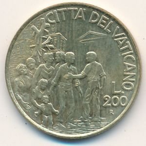 Ватикан 200 лир 1994 год