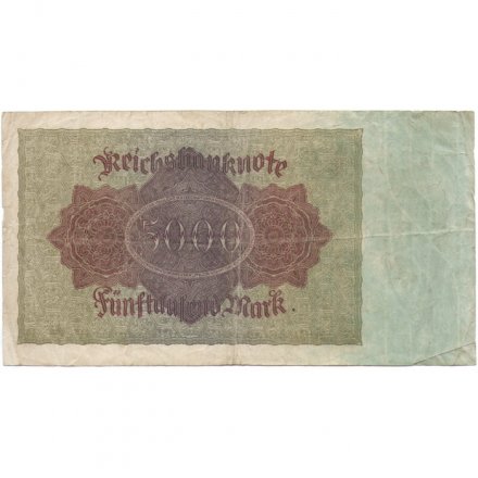 Германия (Веймарская республика) 5000 марок 1922 год - Картина Альбрехта Дюрера &quot;Ханс Пятый Имхофф&quot; 1521 года - F