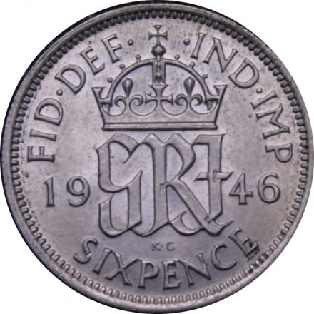Великобритания 6 пенсов 1946 год - Король Георг VI