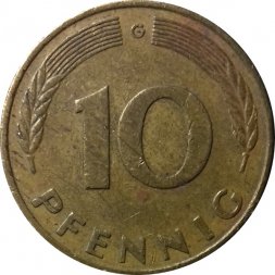 ФРГ 10 пфеннигов 1976 год - G