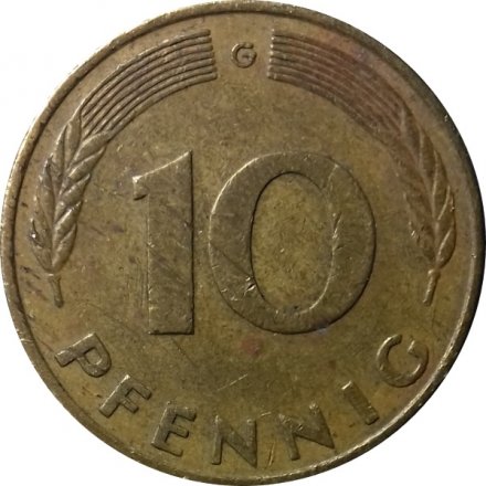 ФРГ 10 пфеннигов 1976 год - G
