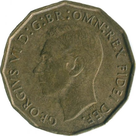 Великобритания 3 пенса 1952 год