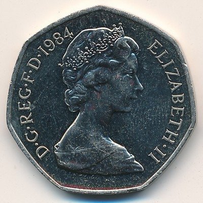 Великобритания 50 пенсов 1984 год