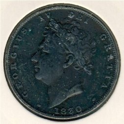 Великобритания 1 фартинг 1830 год