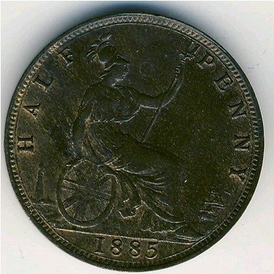 Великобритания 1/2 пенни 1885 год