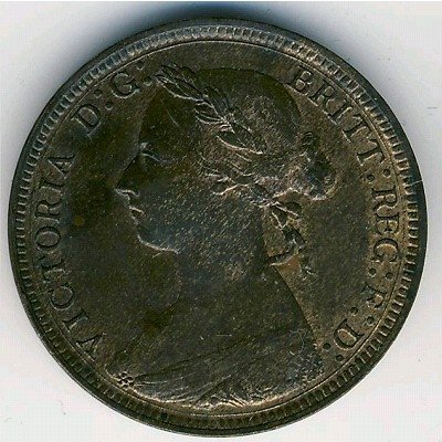 Великобритания 1/2 пенни 1885 год