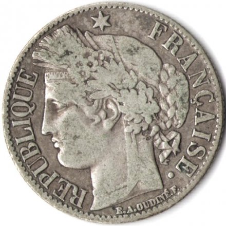 Франция 1 франк 1872 год (A)