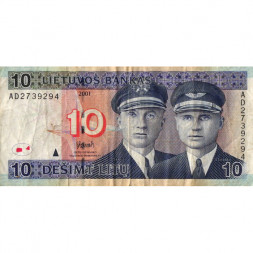 Литва 10 лит 2001 год - Летчики F