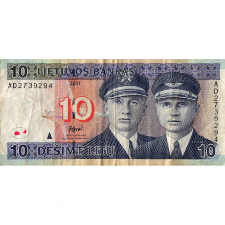 Литва 10 лит 2001 год - Летчики F