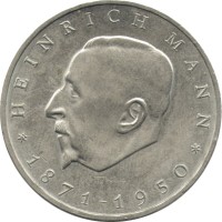 Монета ГДР 20 марок 1971 год - 100 лет со дня рождения Генриха Манна