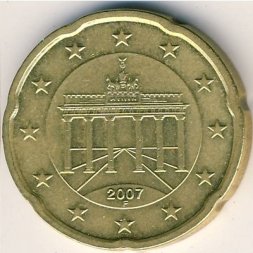 Германия 20 евроцентов 2007 год (F)