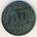 Германия 10 пфеннигов 1917 год (A) (железо, магнитная)
