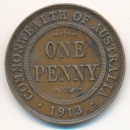 Австралия 1 пенни 1913 год - Король Георг V