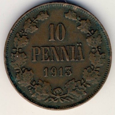 Финляндия 10 пенни 1913 год