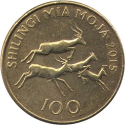Монета Танзания 100 шиллингов 2015 год - Антилопы