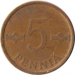 Финляндия 5 пенни 1970 год