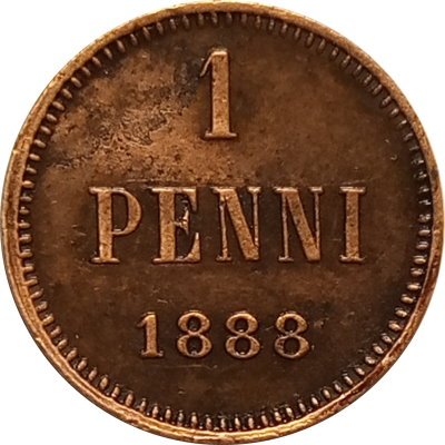 Финляндия 1 пенни 1888 год - Александр III - XF