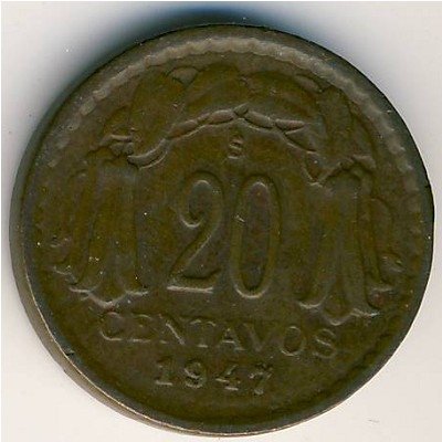 Чили 20 сентаво 1947 год