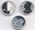 Набор из 3 серебряных монет Латвия 1 лат 2012-2013 год в футляре