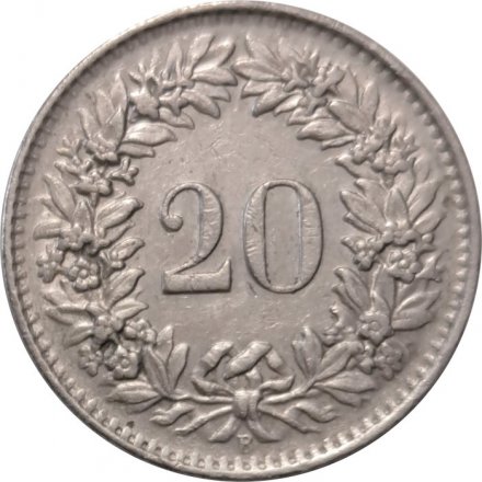 Швейцария 20 раппенов 1963 год
