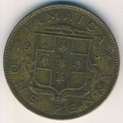 Ямайка 1 пенни 1938 год
