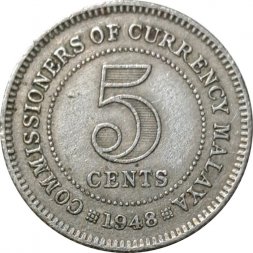 Малайя 5 центов 1948 год
