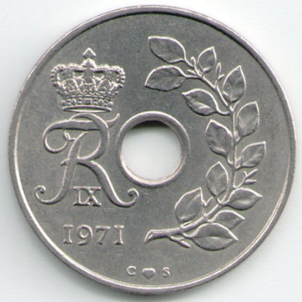 Дания 25 эре 1971 год