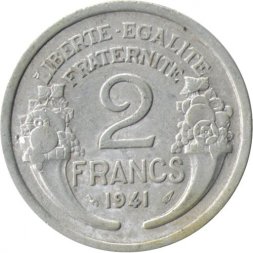 Франция 2 франка 1941 год (Al)